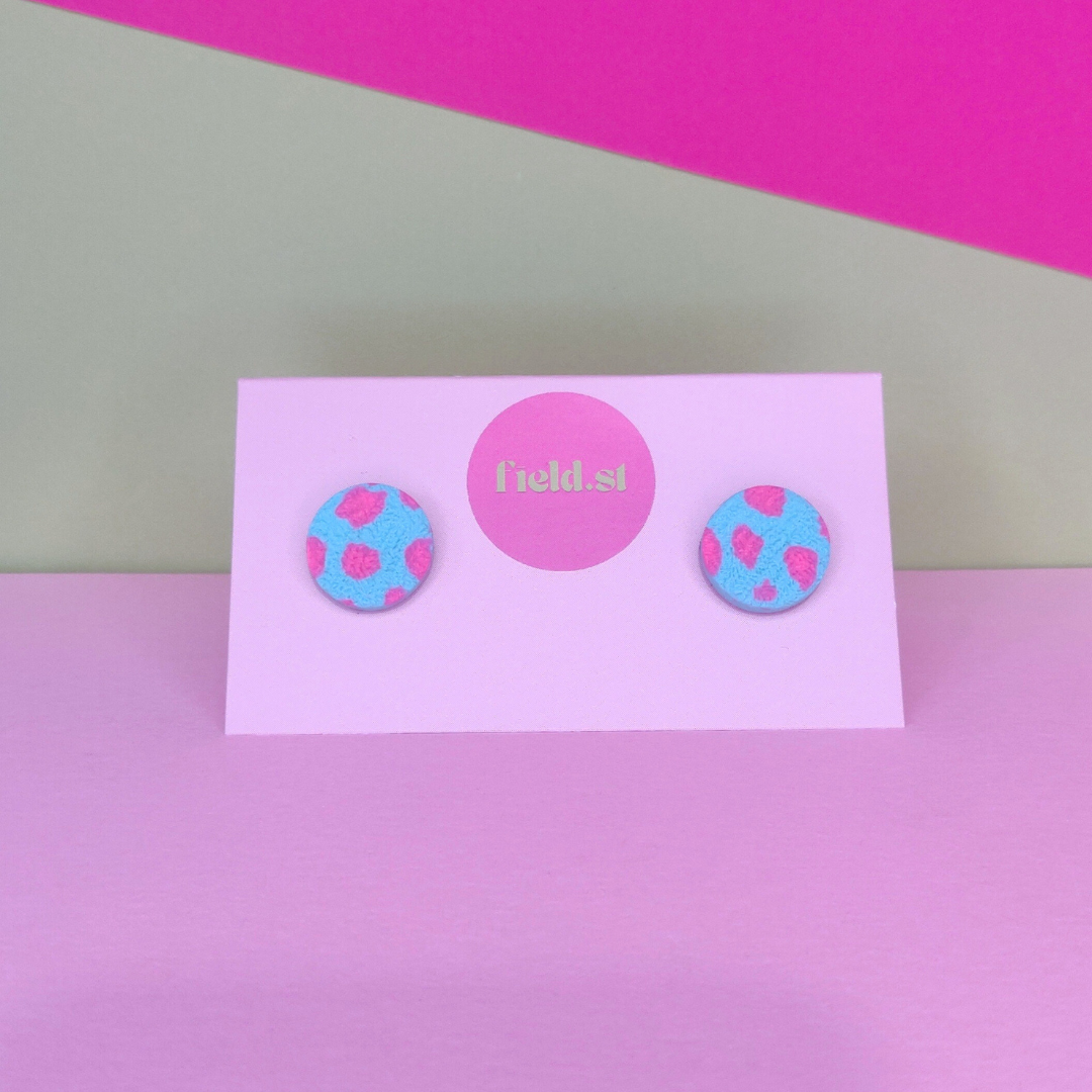 Mint and pink textured studs - medium