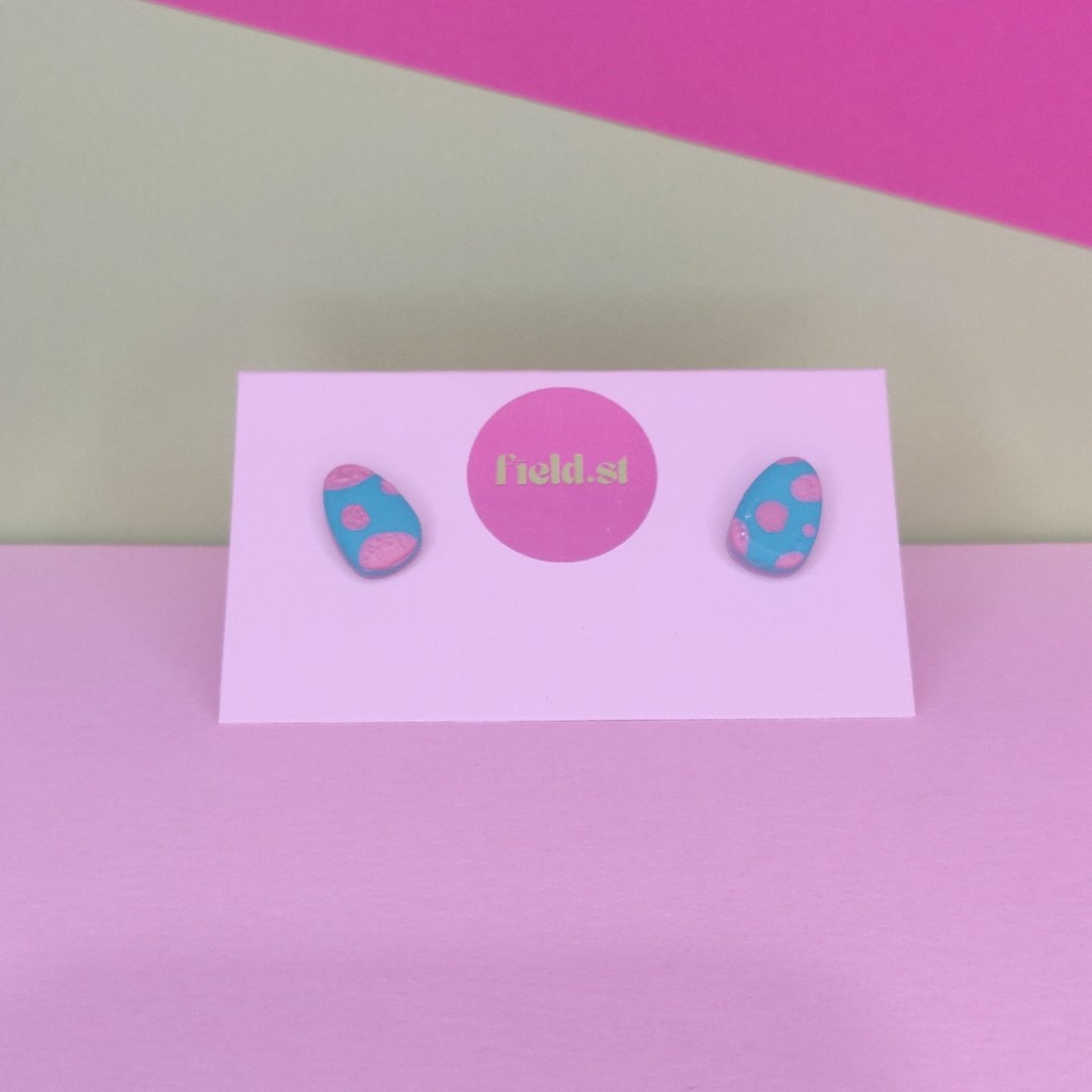 Pink and green spotty studs