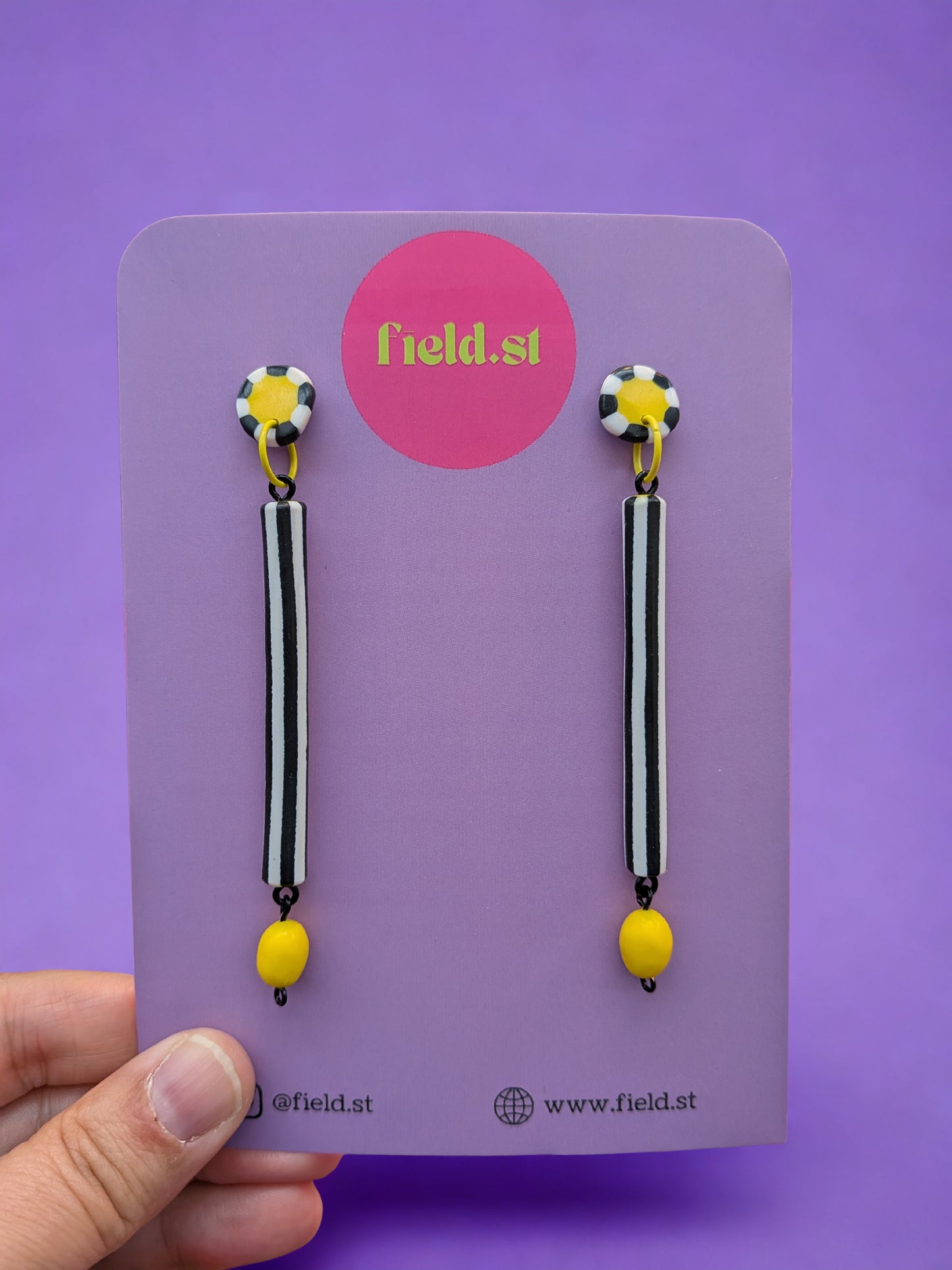 Yellow Stripe Drop Earrings