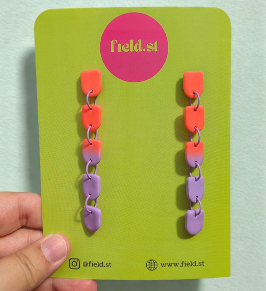 Neon Sunset & Lilac Link Earrings