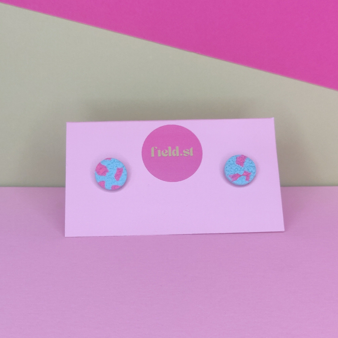 Mint and pink textured studs - small