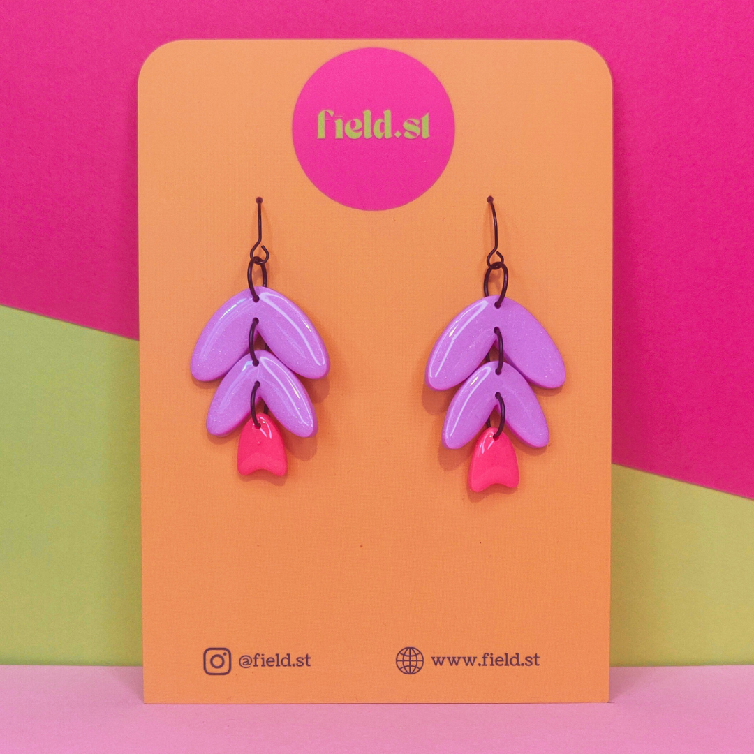 Purple and pink flower drops