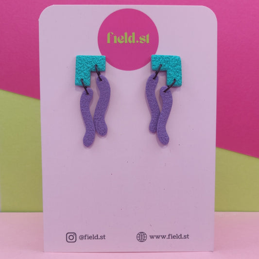 Green and purple right angle dangles