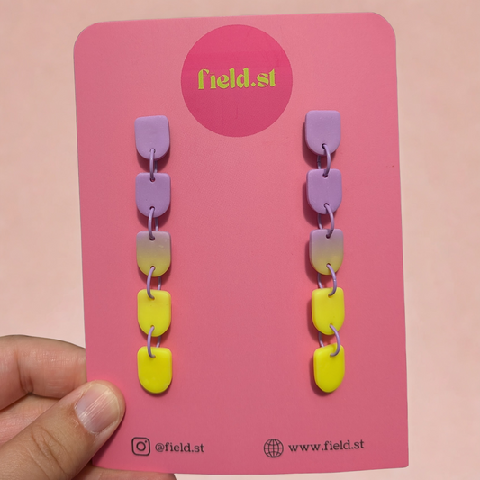 Lilac & Neon Yellow Link Earrings