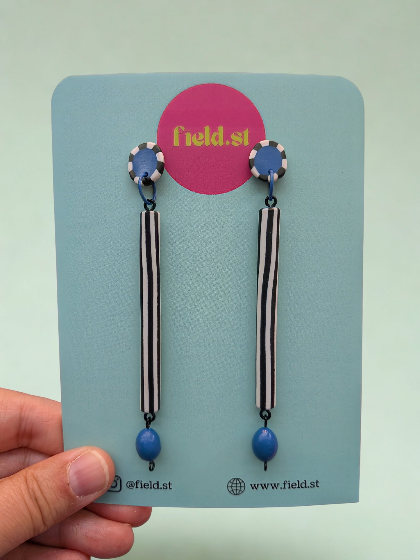 Blue Stripe Drop Earrings