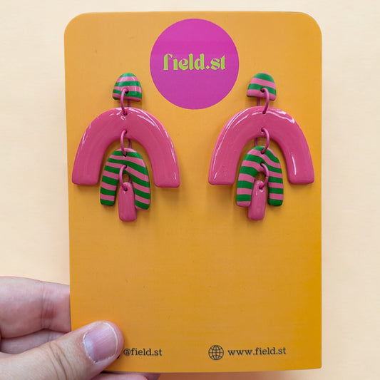 Multi arch stripy earrings