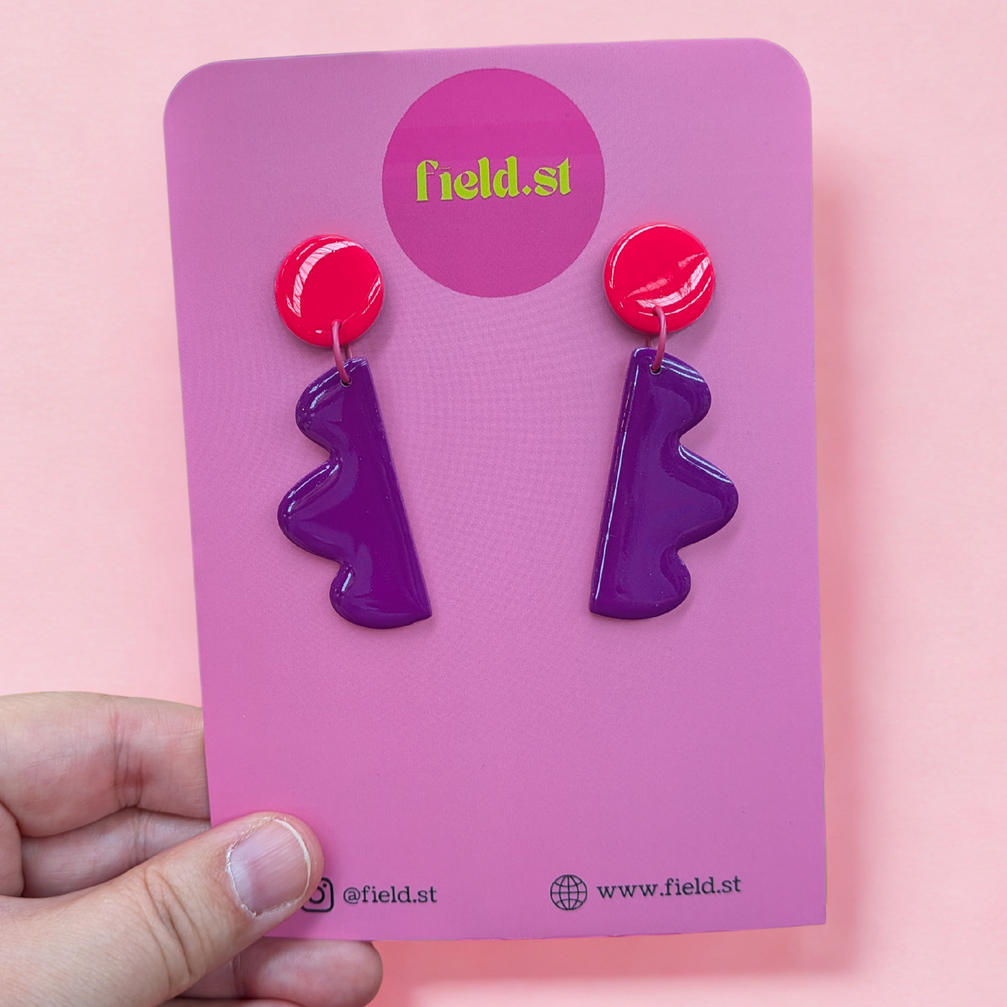 Large Purple Colour block Earrings